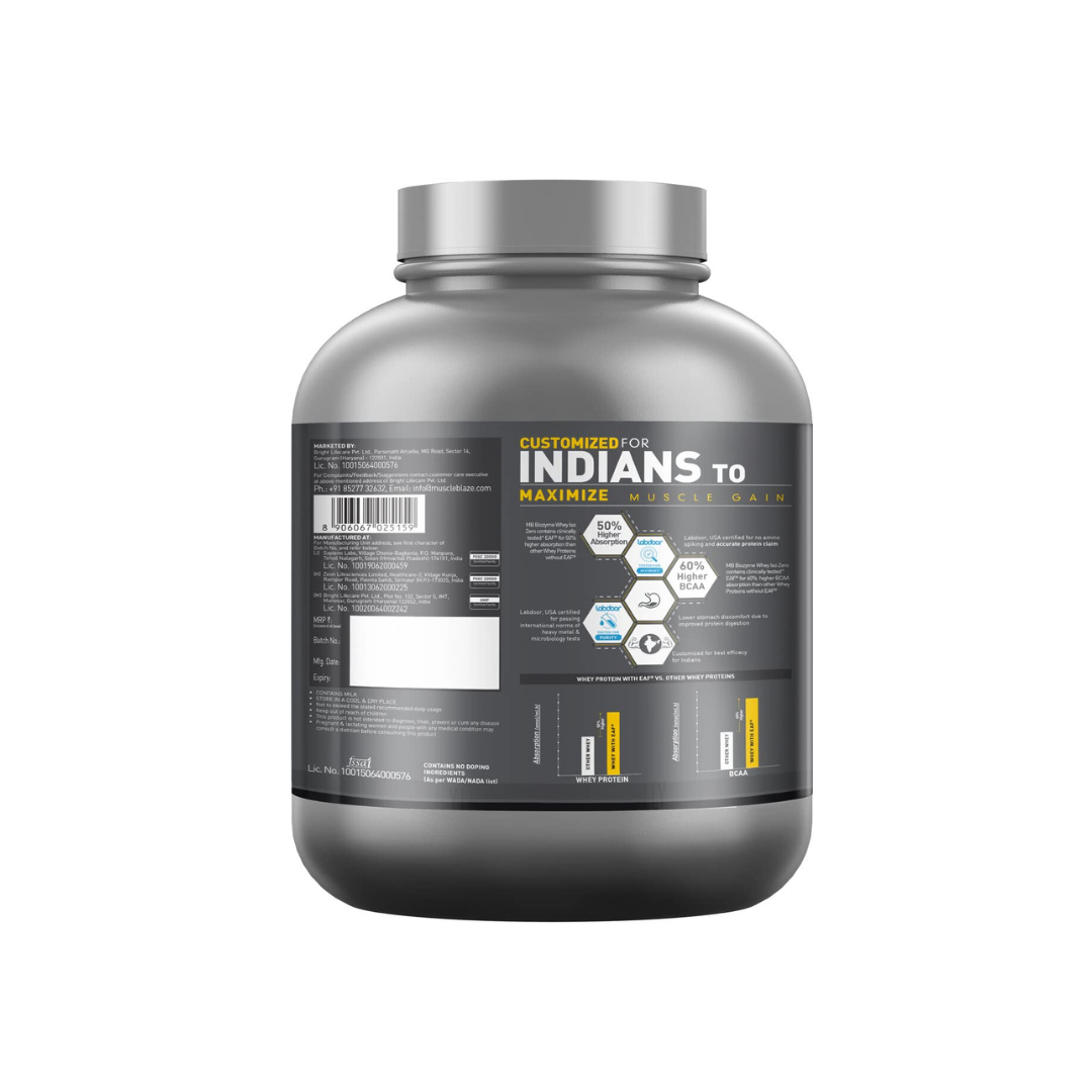 MB MuscleBlaze Biozyme Iso-Zero, Low Carb (2 kg | 4.4 lb, 58 servings)